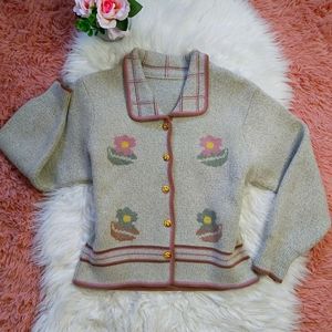 Vintage Cottagecore Button Pastel Floral Cardigan